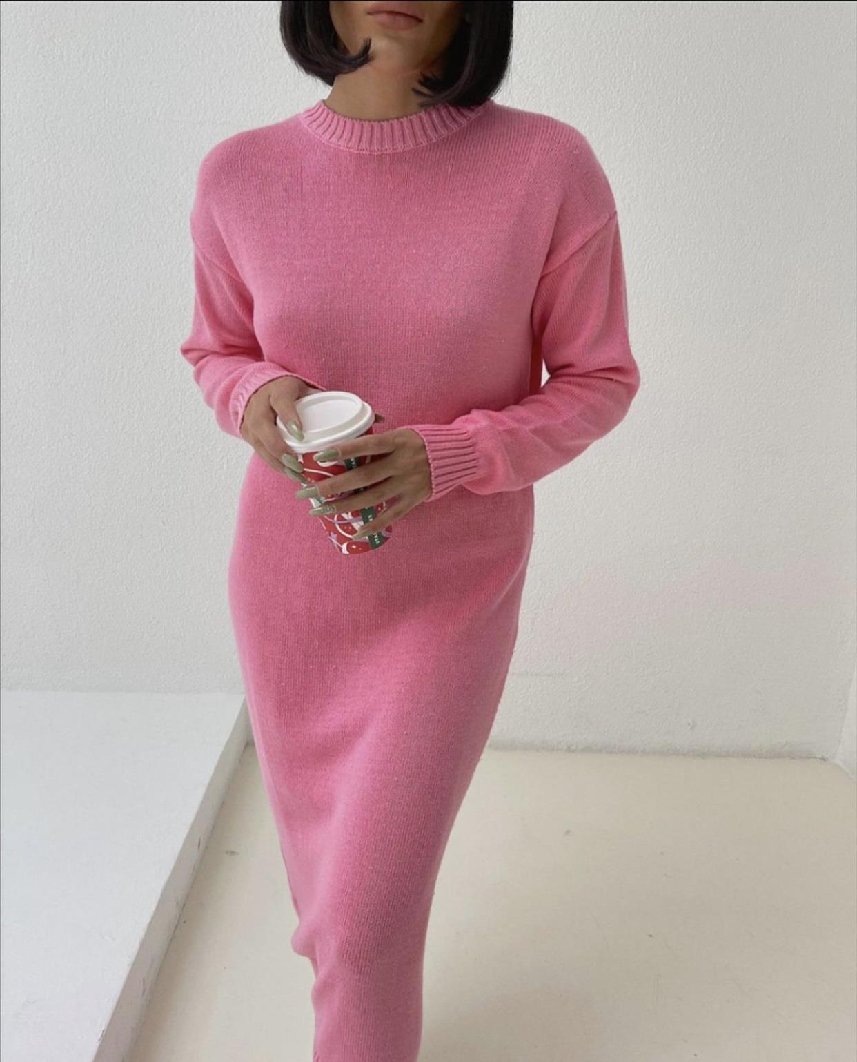 MODESTO TRİKO ELBİSE PEMBE