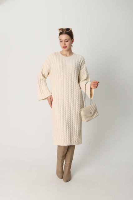 MODESTO ÖRGÜ ELBİSE KREMA