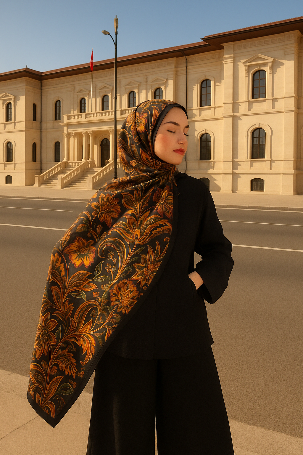 MODESTOSCARFS VİNTAGE COTON ŞAL SİYAH