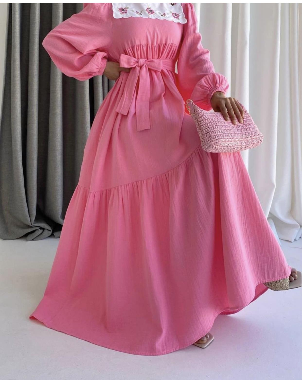 diğer BEBE YAKA ELBİSE PEMBE