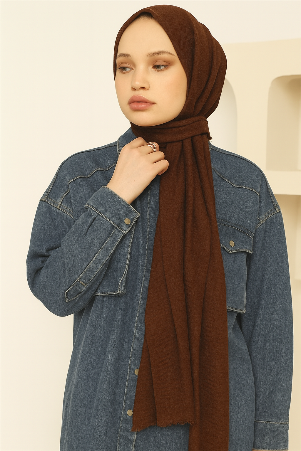 MODESTOSCARFS BÜRÜMCÜK ŞAL ACI KAHVE