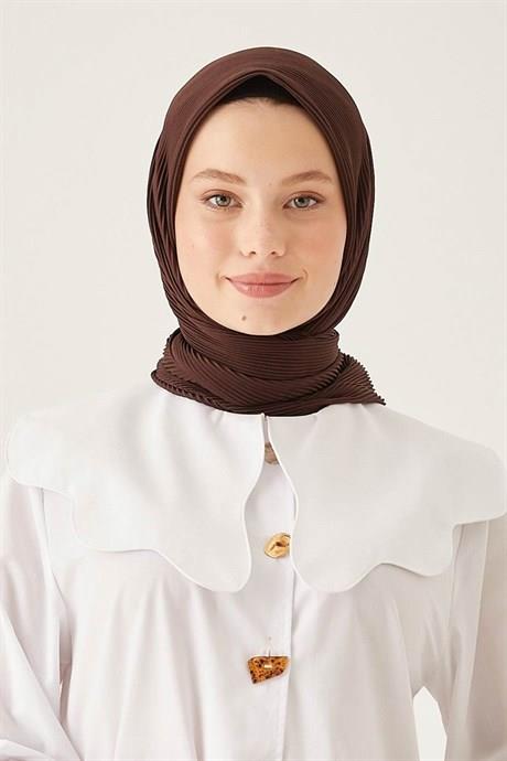 MODESTOSCARFS AQORDİON PİLİSE EŞARP ACI KAHVE