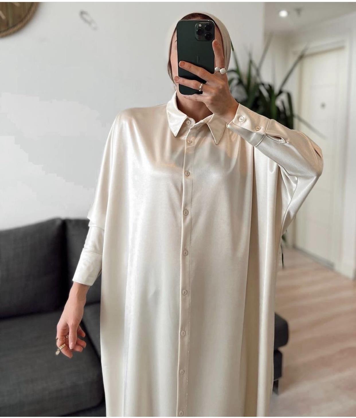 diğer LUXURY SATEN GÖMLEK ELBİSE TAŞ TAŞ