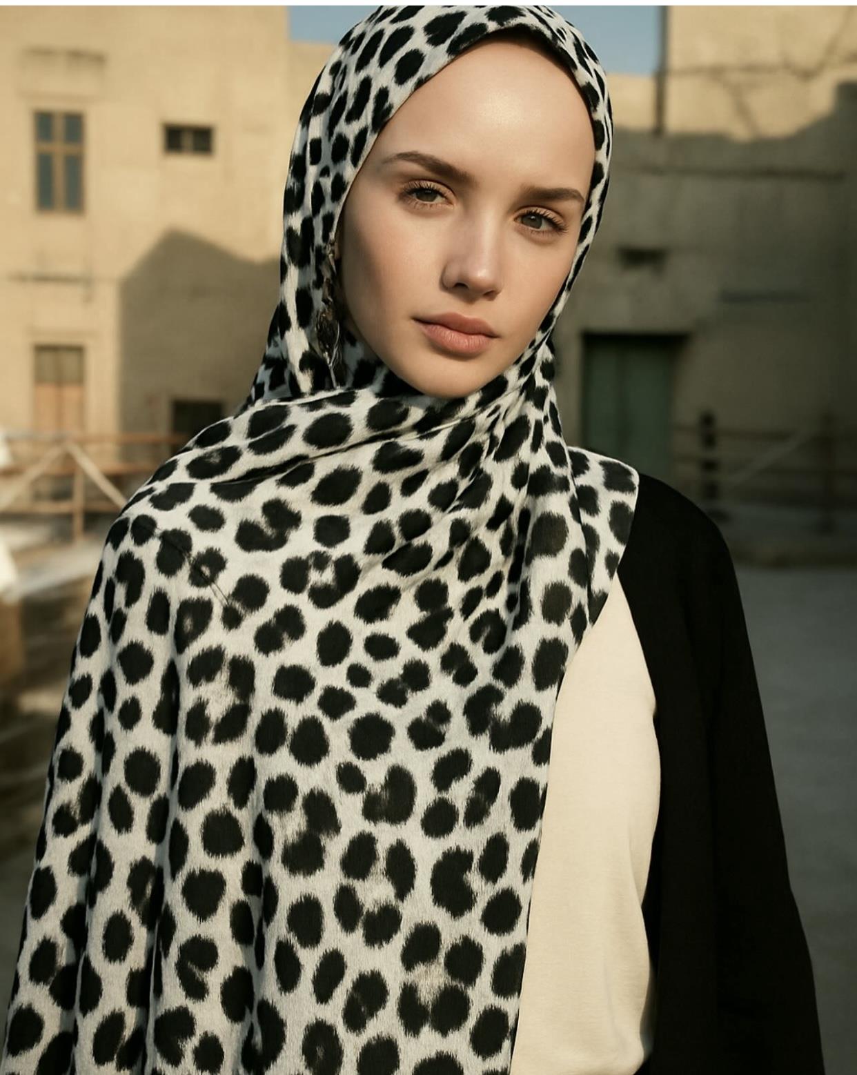 MODESTOSCARFS LEOPAR DESEN BEYAZ