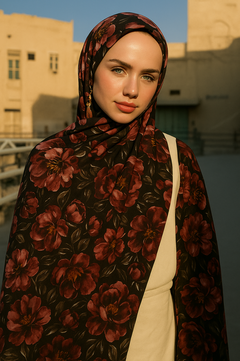 MODESTOSCARFS ROSE COTON ŞAL BORDO
