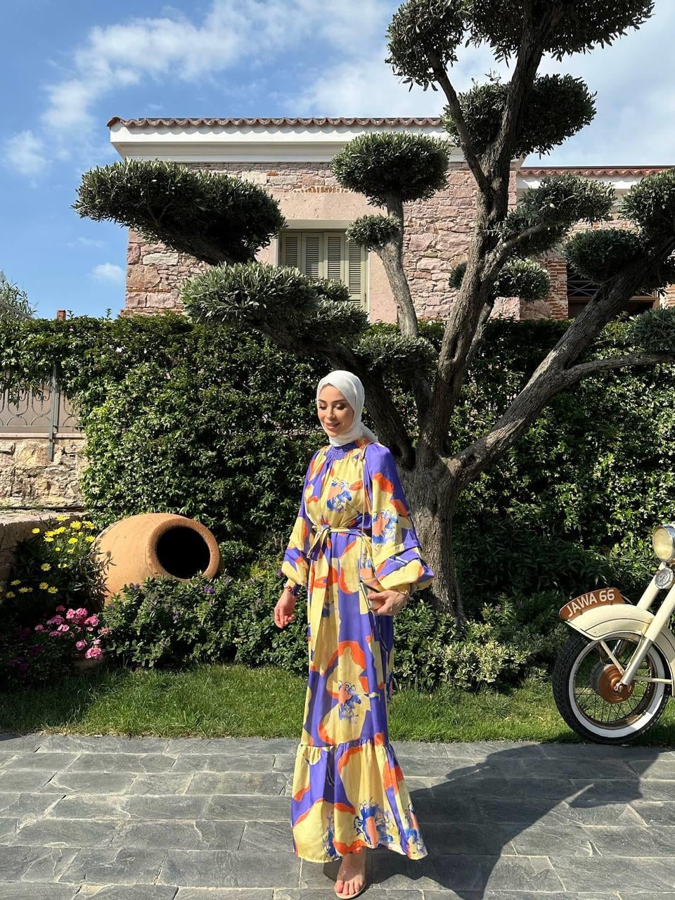 diğer SATEN FLOWE DRESS SARI