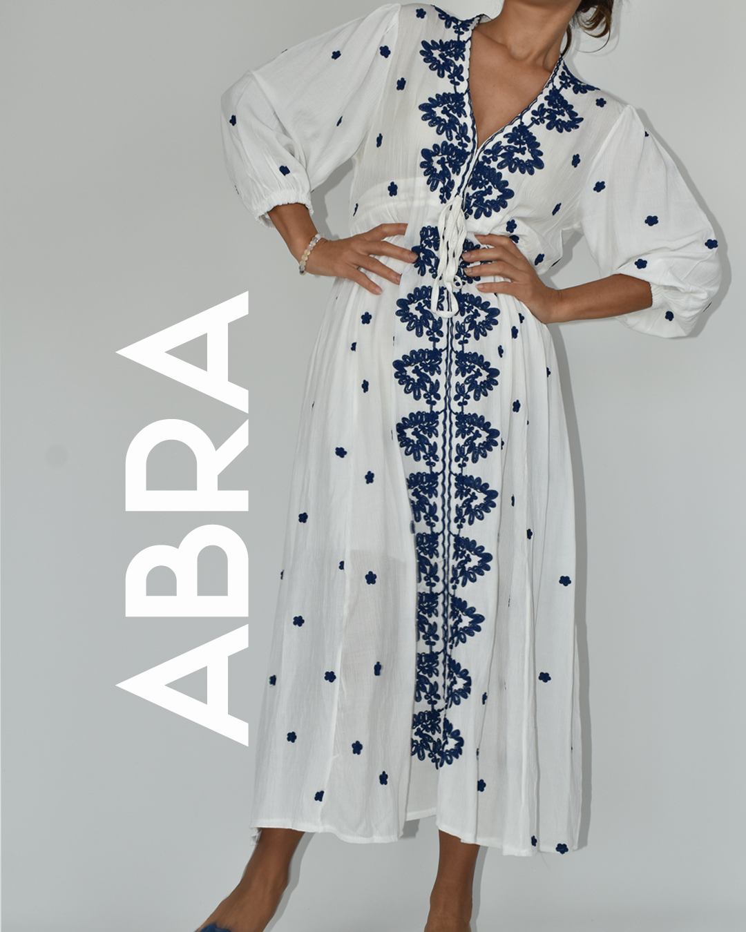 Kadın Mavi Nakışlı Elbise