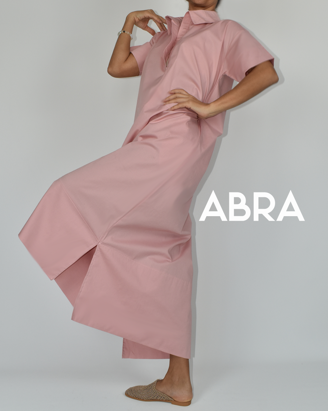 Kadın Pembe Poplin Elbise