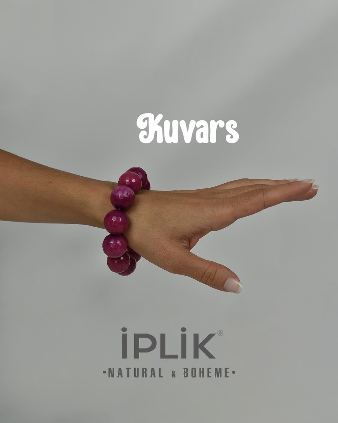 Kadın Lila Pembe Kuvars Doğal Taş Bilezik