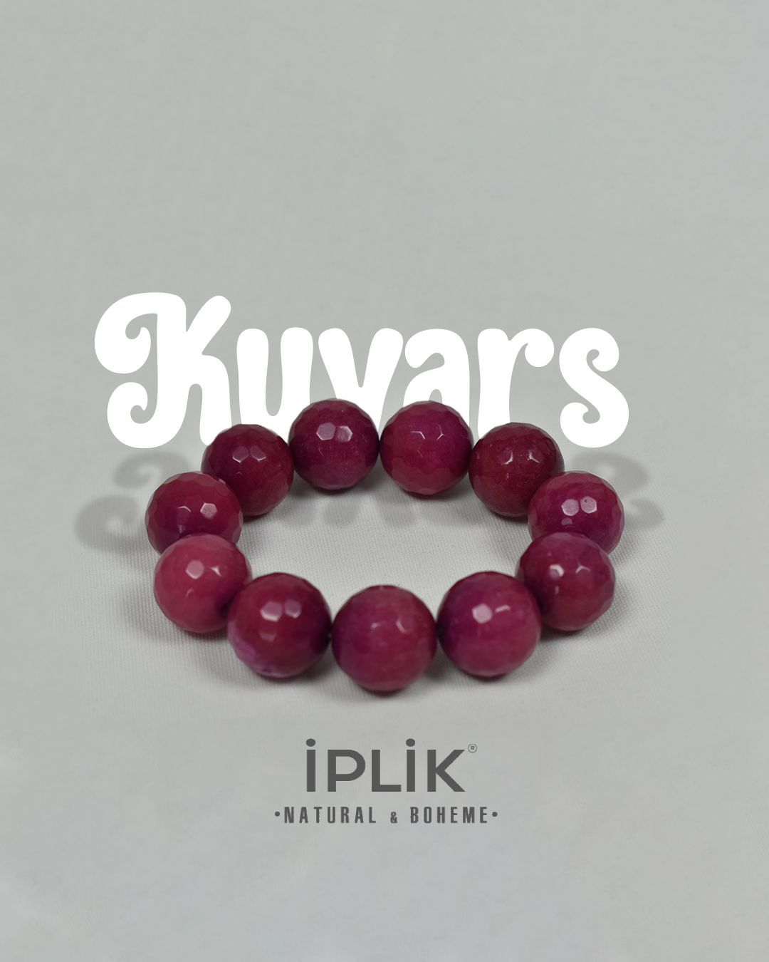 Kadın Üzüm Pembe Kuvars Doğal Taş Bilezik