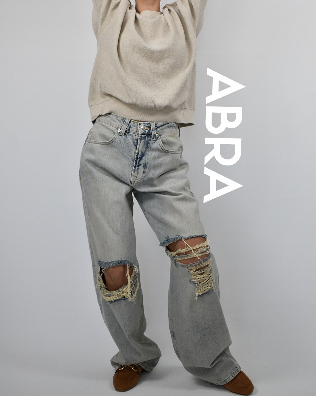 Kadın Yırtık Baggy Kot Pantolon