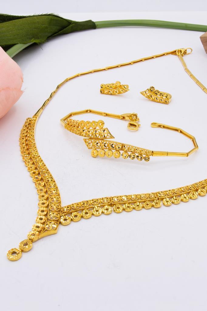 22 Ayar Altın Füzyon Döküm Set Altın Takı Seti A077737SET
