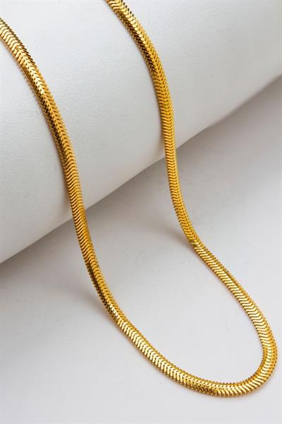 22 Ayar Pullu ZincirLatif KuyumcuLKZNC110322 Ayar Altın 3 MM Balık Sırtı Zincir 50 CM LKZNC1100