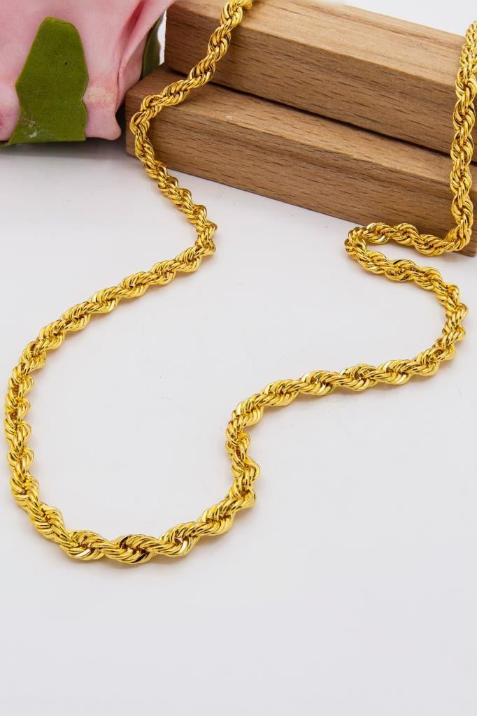 14 Ayar Altın Zincir 4 mm Halat Zincir 80 cm uzunluk Kadın Kolye LKZNC1049