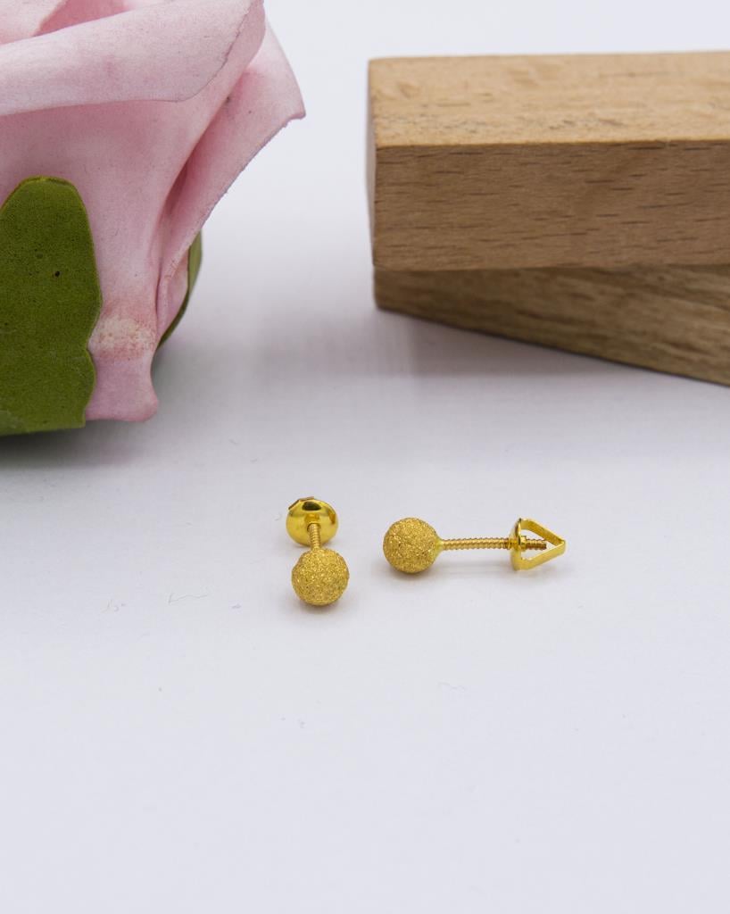 22 Ayar Altın Küpe 6 MM Simli Model Top Küpe Kadın Küpe LKKP1050