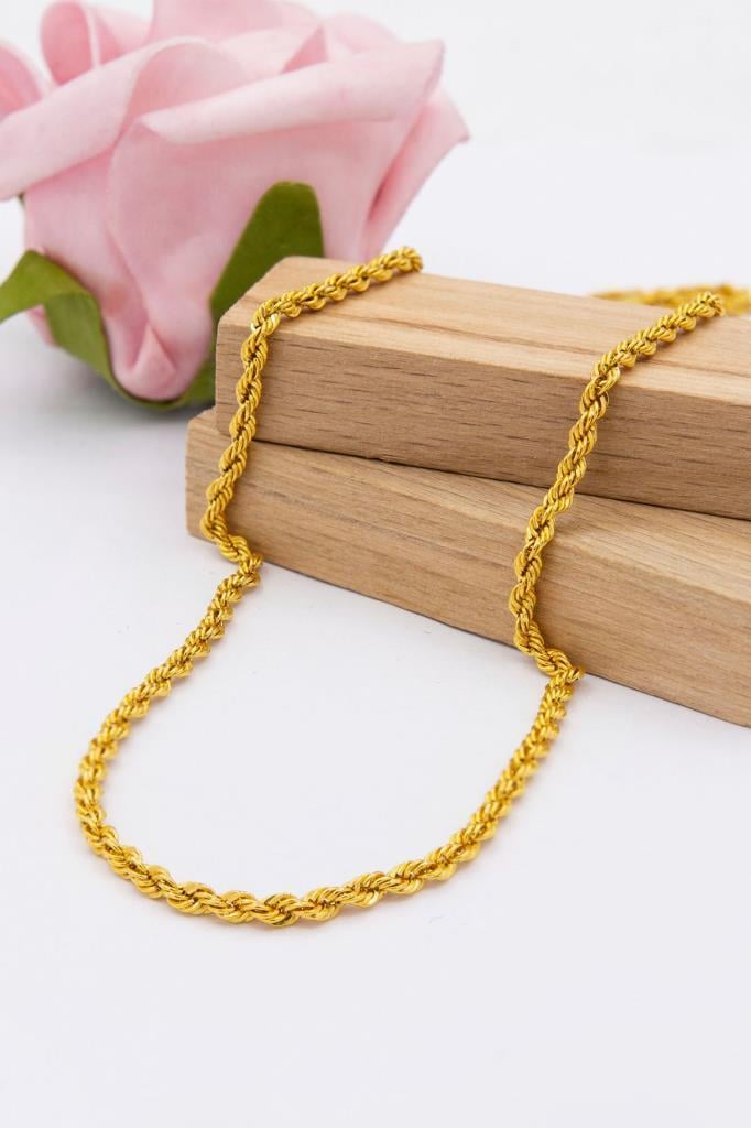 22 Ayar Altın Zincir 3.5 MM Kalınlık Halat Zincir 60 CM Uzunluk Kadın Zincir