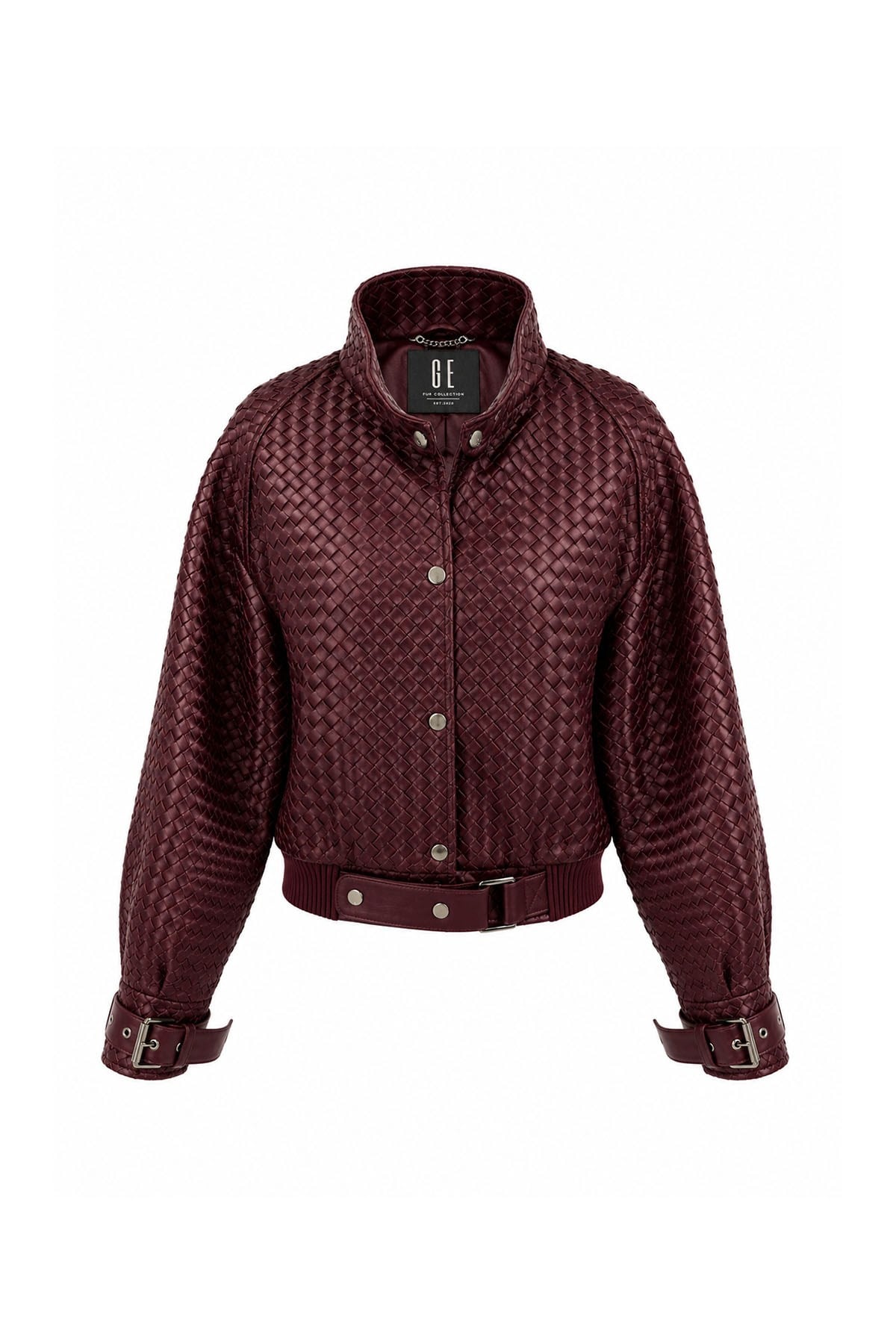 Bordo %100 Deri Bomber Ceket