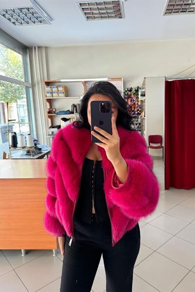 Fuşya Kazuka Zig Kürk