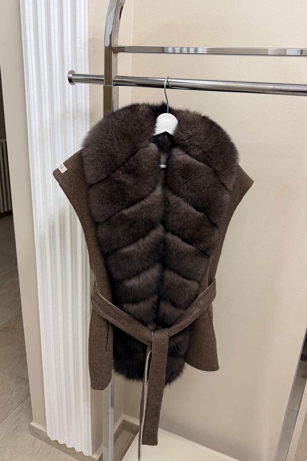 Ara Boy V Kesim Kürklü Alpaca Yelek
