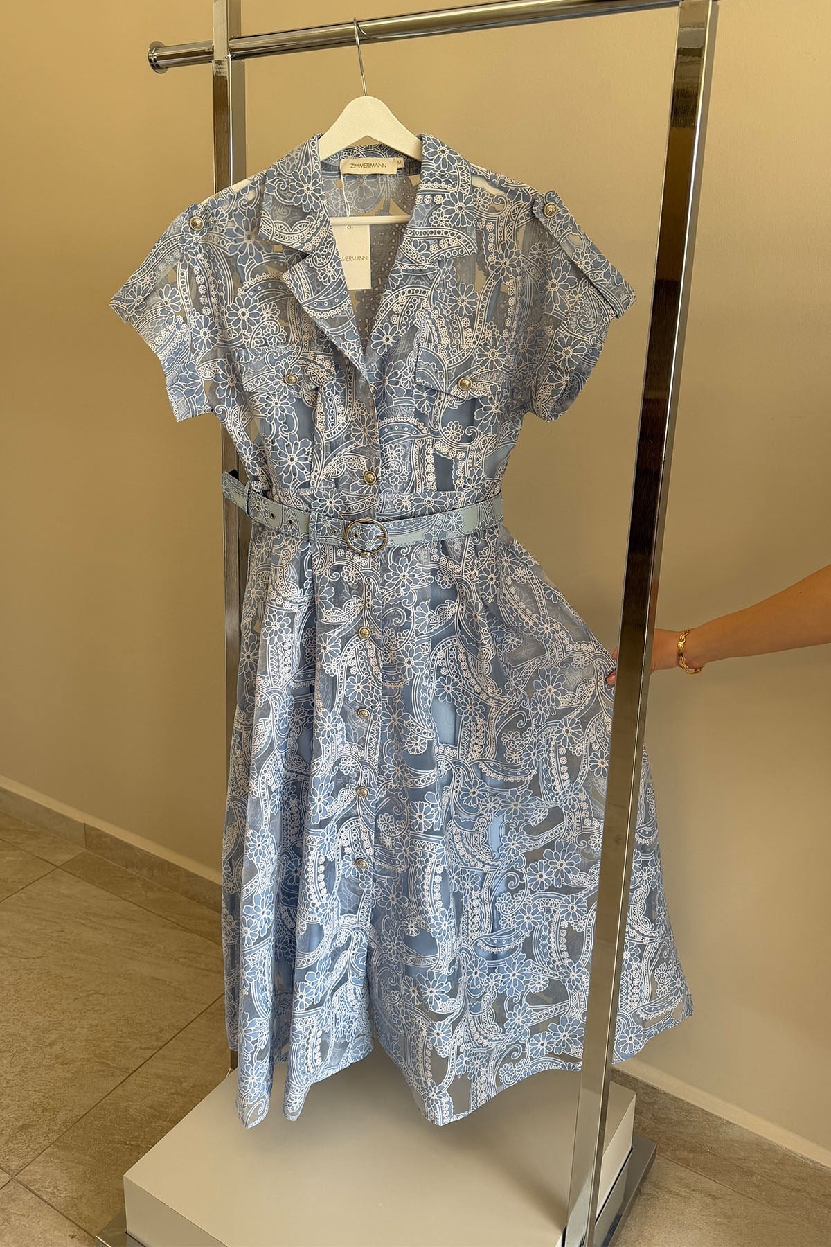 Bebe Mavi Floral  Desenli Midi Boy Elbise