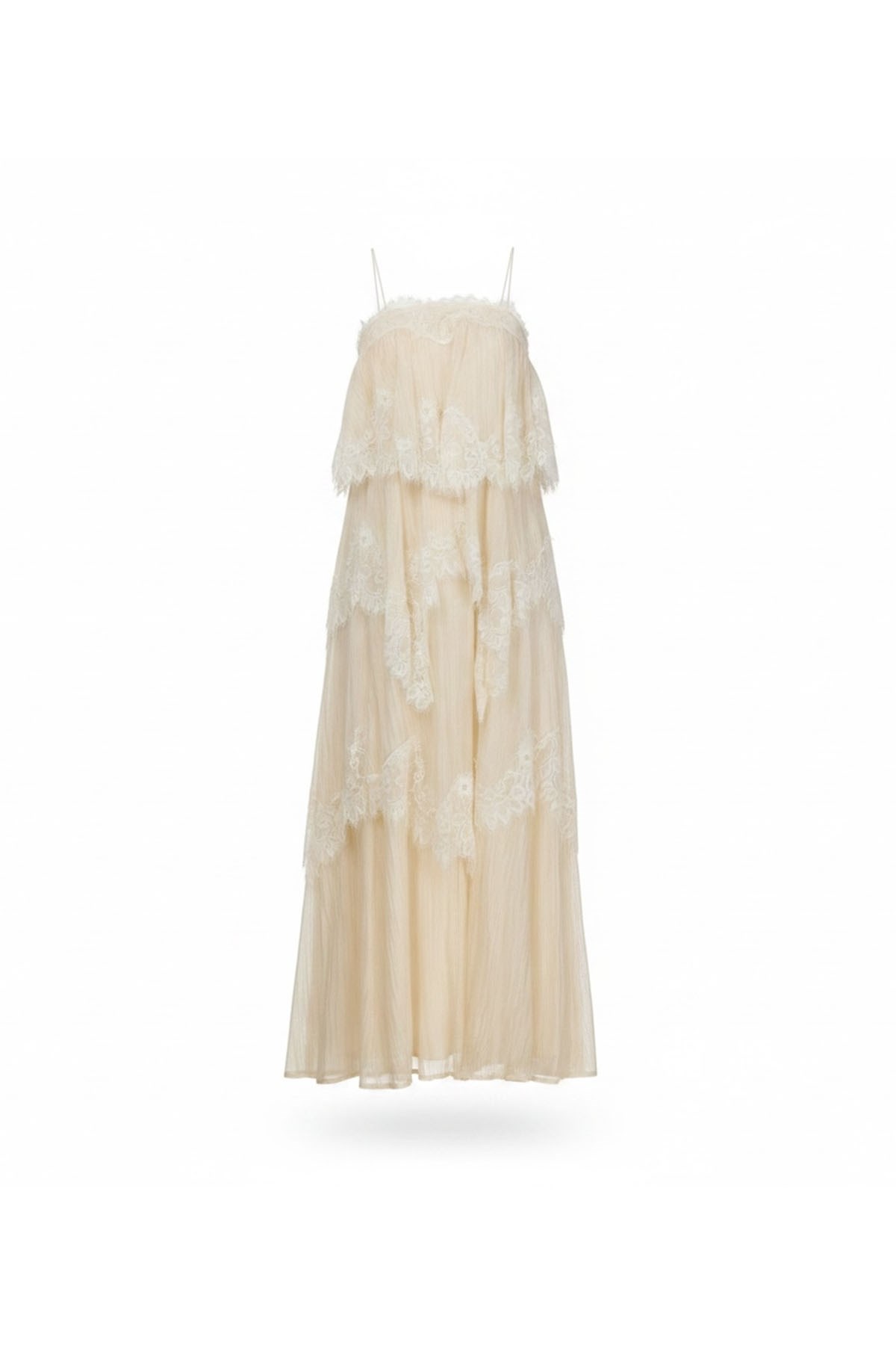 Butter Yellow Dantel Detaylı Midi Elbise