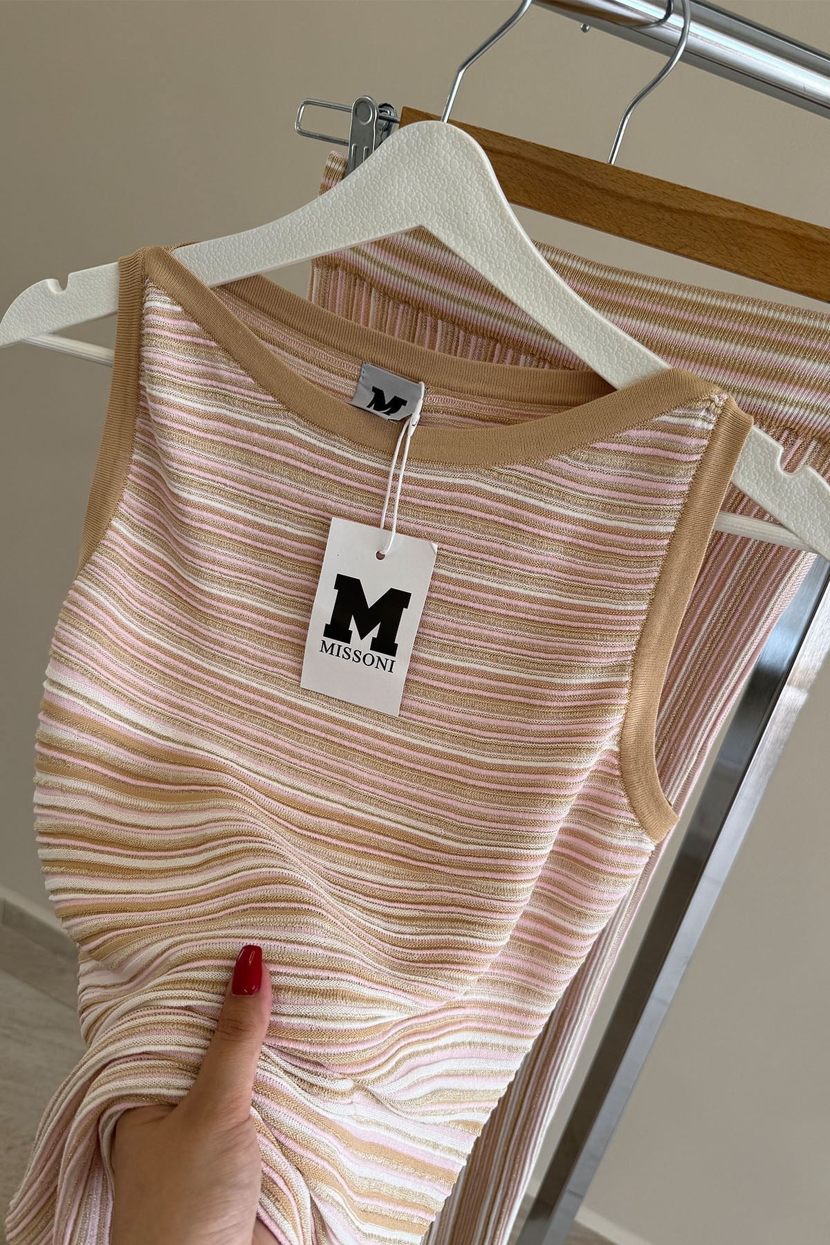 Nude Rengi Gold Sim İplikli İkili Takım