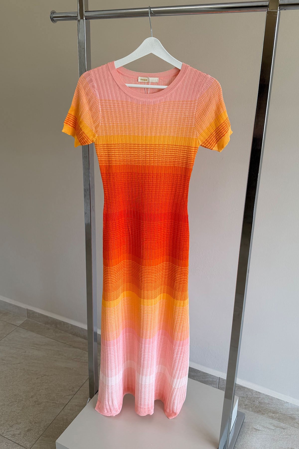 Turuncu/Pembe Batik Maxi Elbise