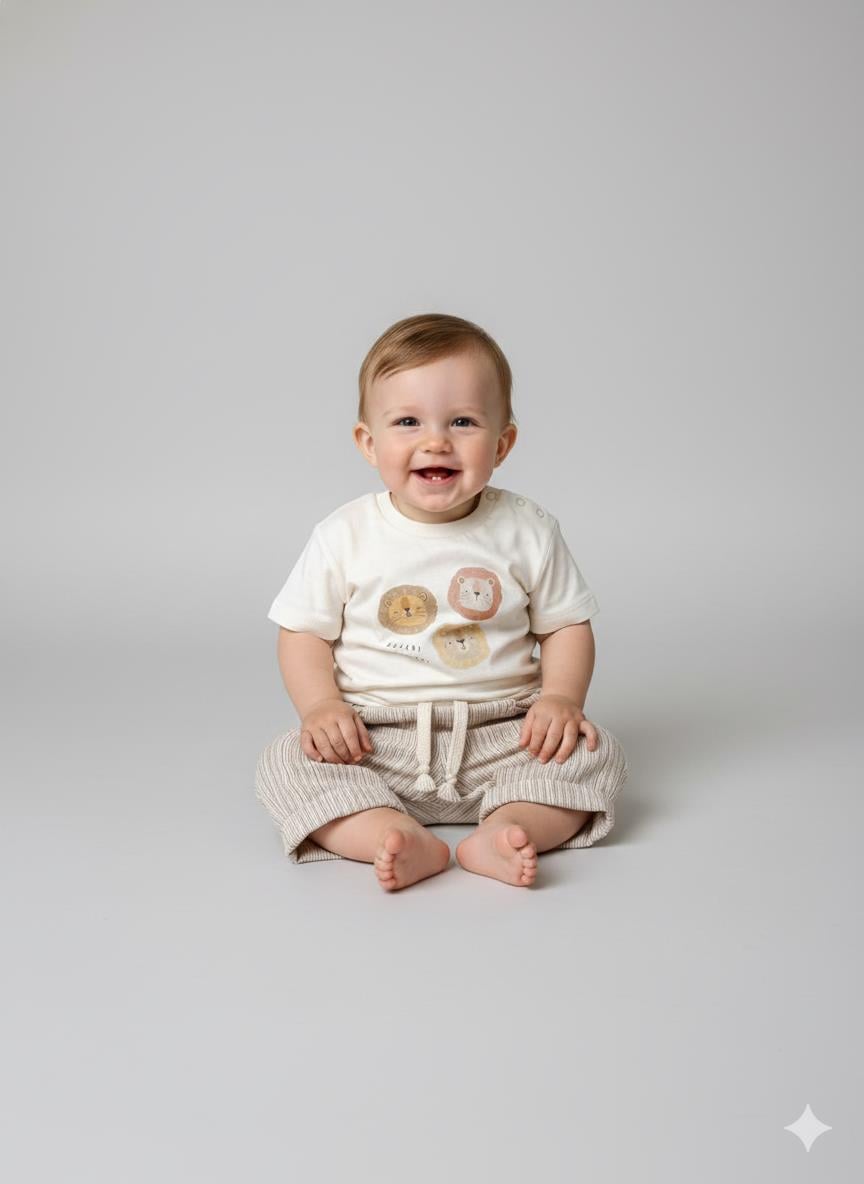 ÇİZGİLİ DOKUMA TİŞÖRT PANTOLON TAKIM  6-9/9-12/18-24/24-36AY