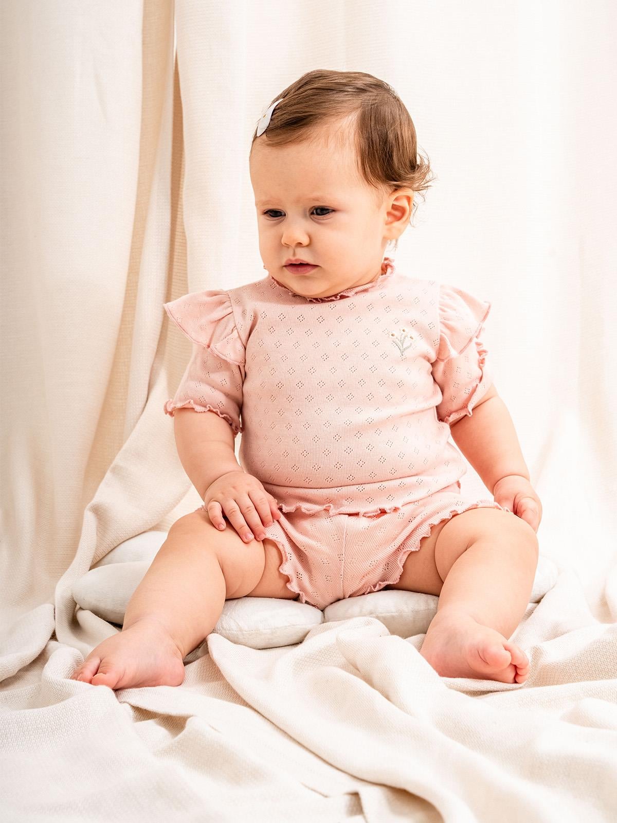 Jakarlı Fırfırlı 2li Kız Bebe Takımı