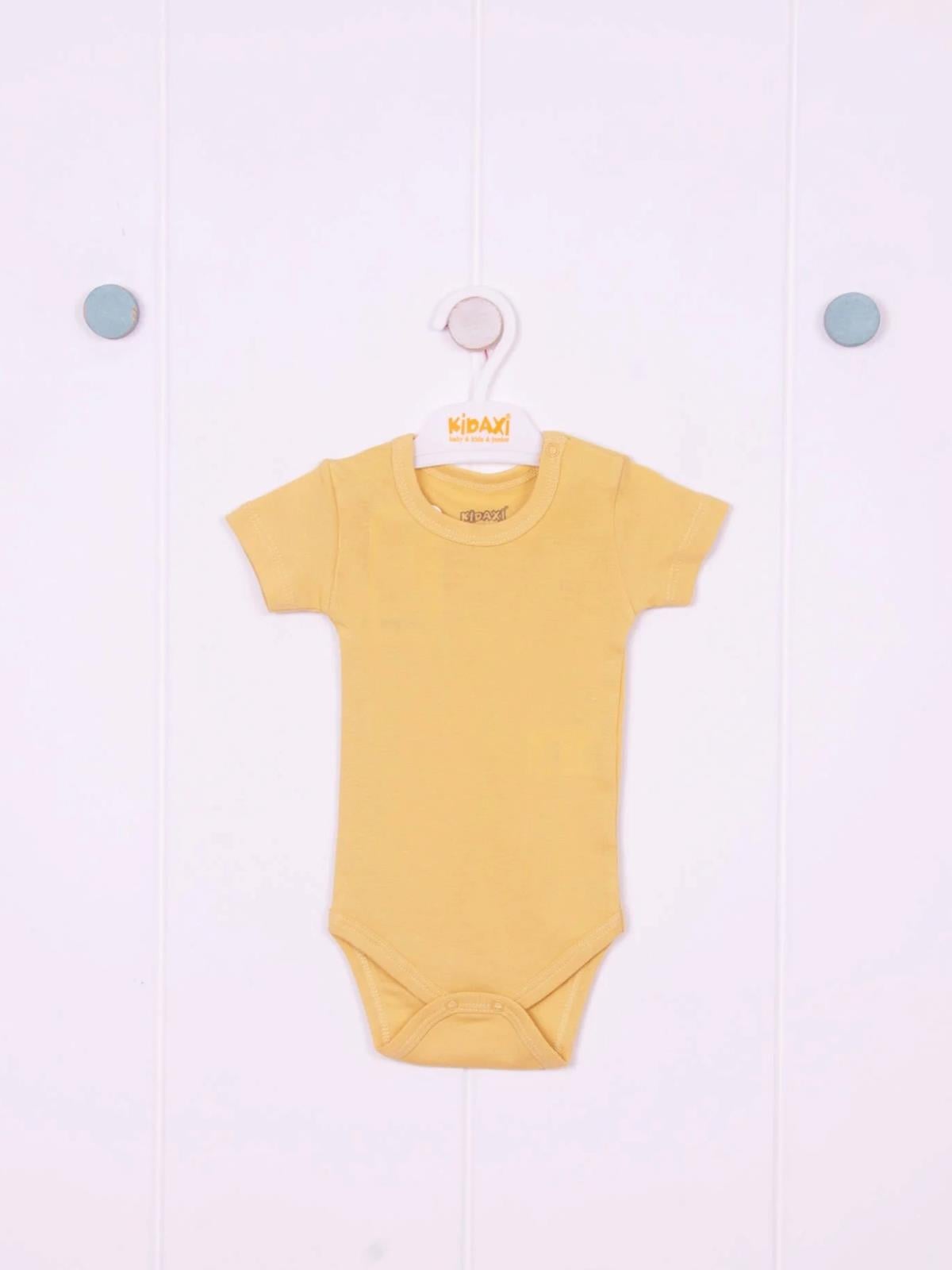 Kidaxi Kısa  Kollu Çıtçıtlı Sarı Bebek Body