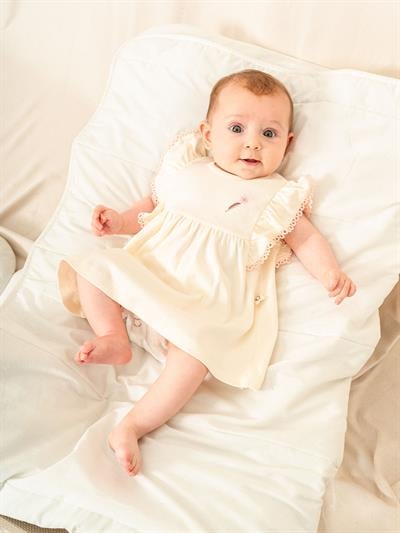 Organic Sertifikalı Nakışlı Kız Bebek  Elbise 1-3/3-6/6-9/9-12AY