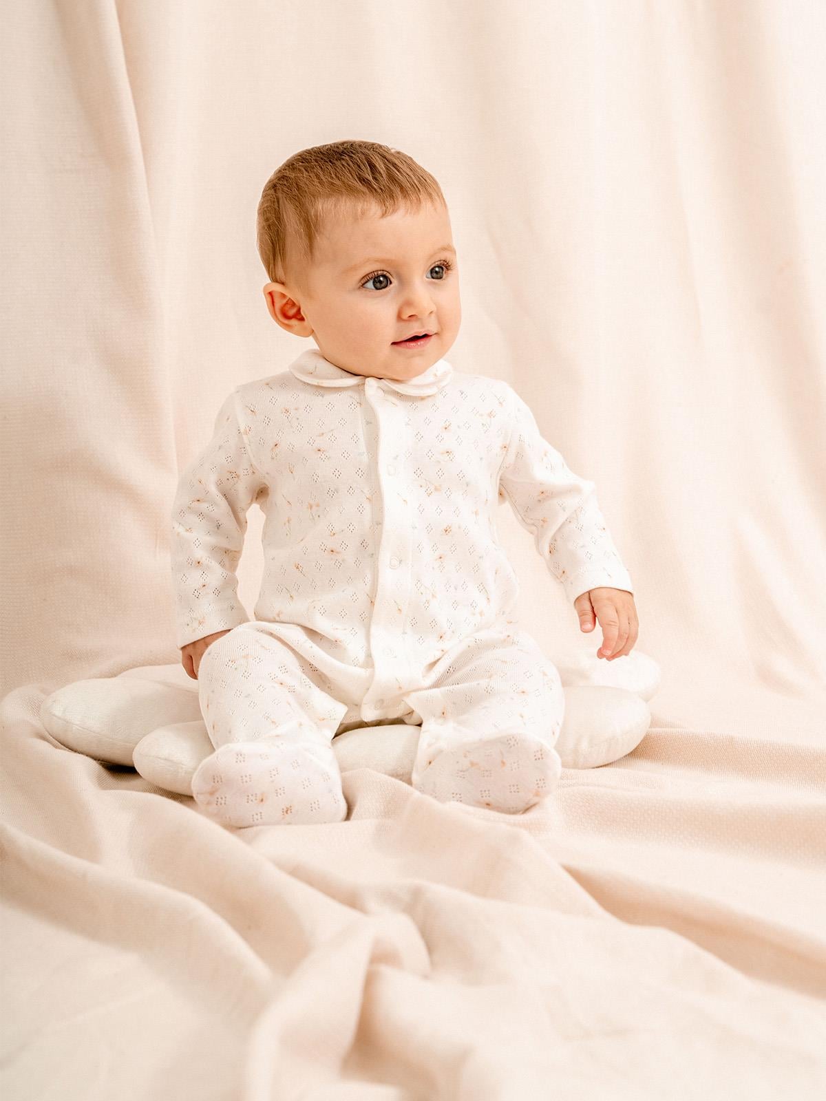 Jakarlı Baskılı, Bebe Yakalı, Patikli Bebek Tulum (1-3 / 3-6 / 6-9 / 9-12 Ay)