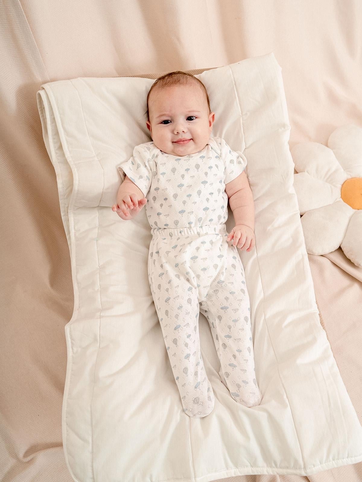 Jakarlı Baskılı Çıtçıtlı Bebek Takımı – Patikli | 3-24 Ay