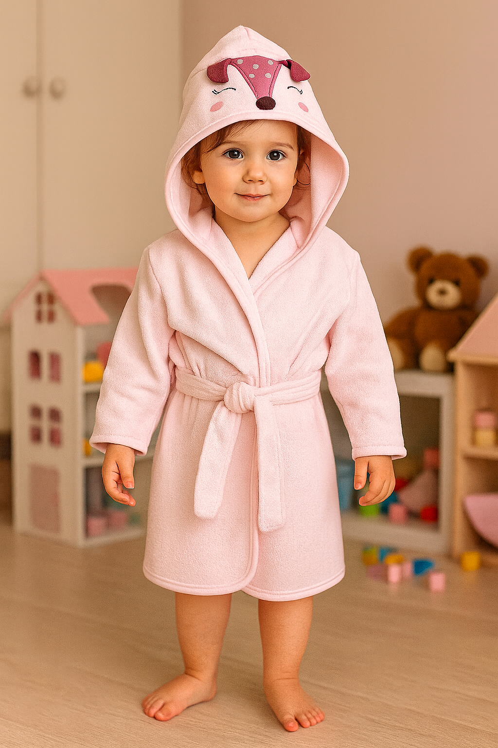 KD29028 Kız Bebek Bornoz 2-3/3-4/4-5 Yaş
