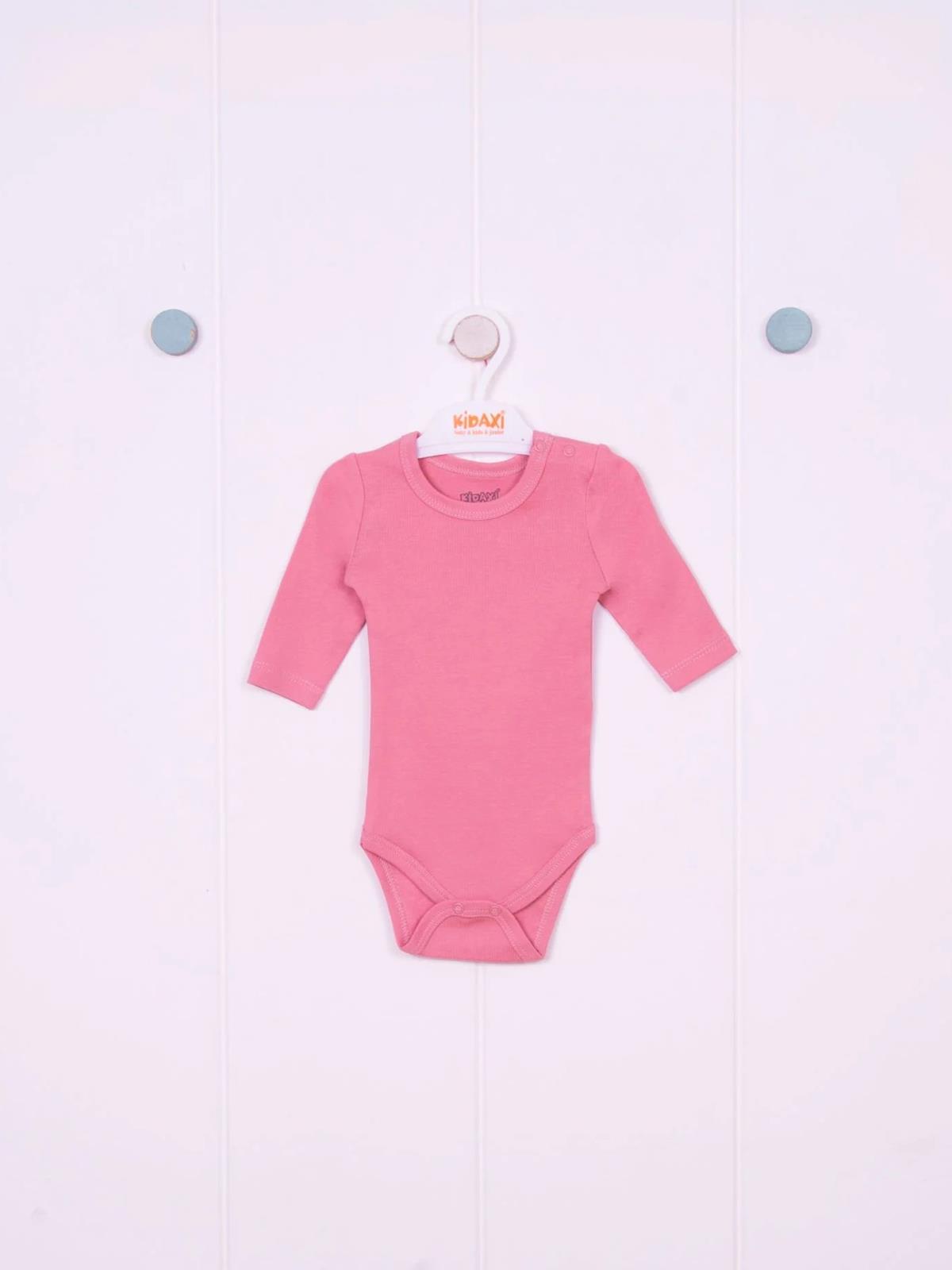 Kidaxi Uzun Kollu Çıtçıtlı Bebek Pembe Body