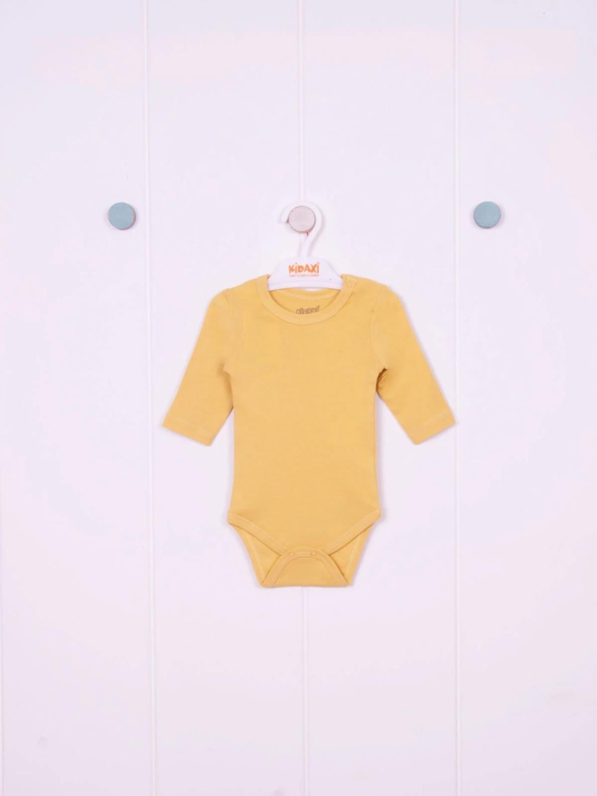 Kidaxi Uzun Kollu Çıtçıtlı Bebek Sarı Body