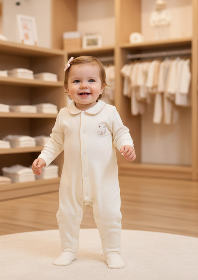 ORGANİC BEBE YAKALI BASKILI TULUM
