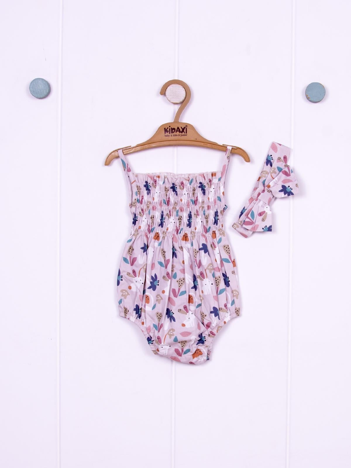 Tavşan Temalı Desenli Bandana Gömlek Body Takım 1-3/3-6/6-9/9-12 Ay