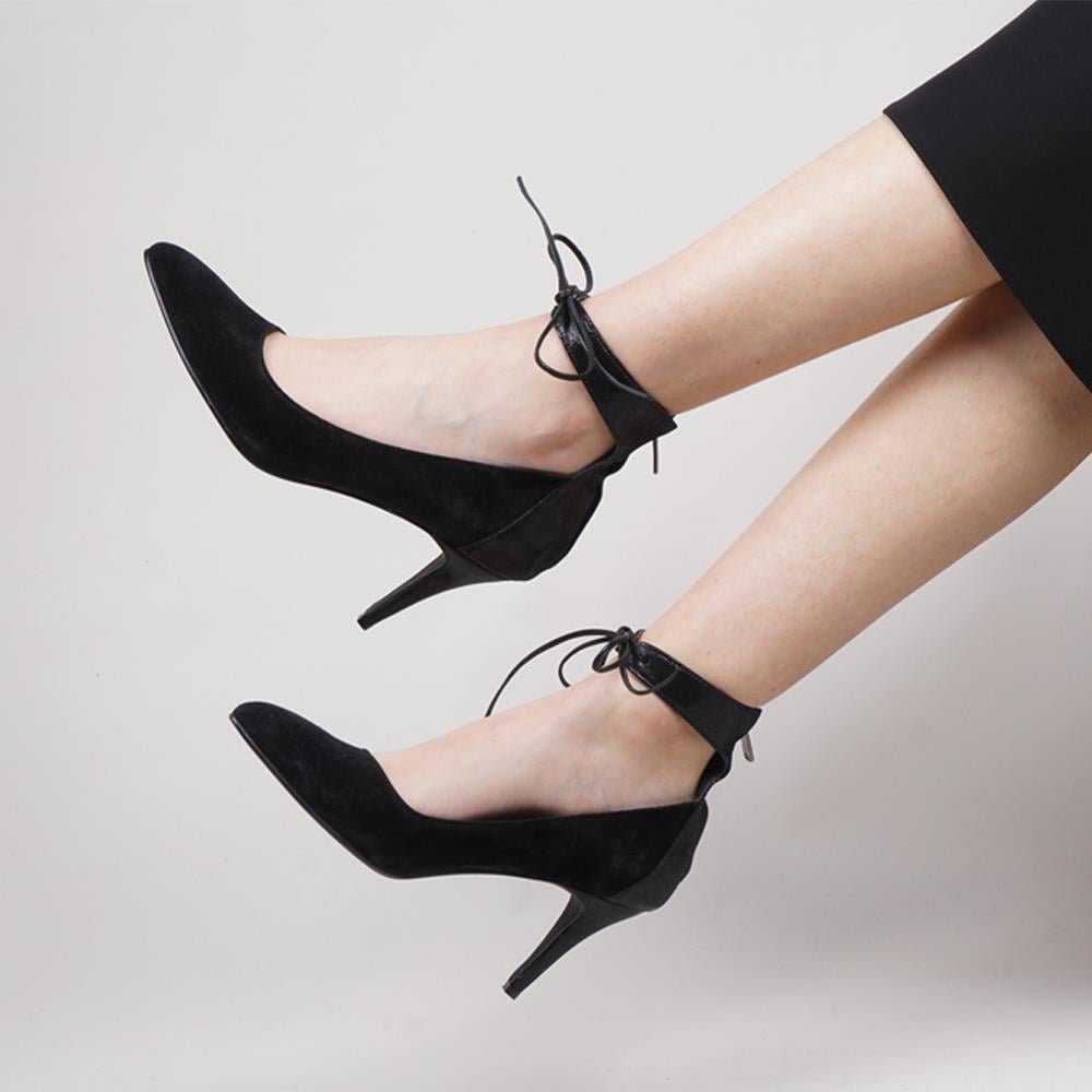 Lami Süet Özel Tasarım Kadın Topuklu Stiletto - Renk Siyah