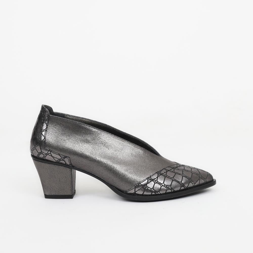Sinsi Deri Özel Tasarım Kadın Ayakkabı - Renk Yaldızlı Gümüş