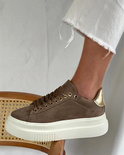 GİNA KALIN TABAN KAHVE SÜET SNEAKER
