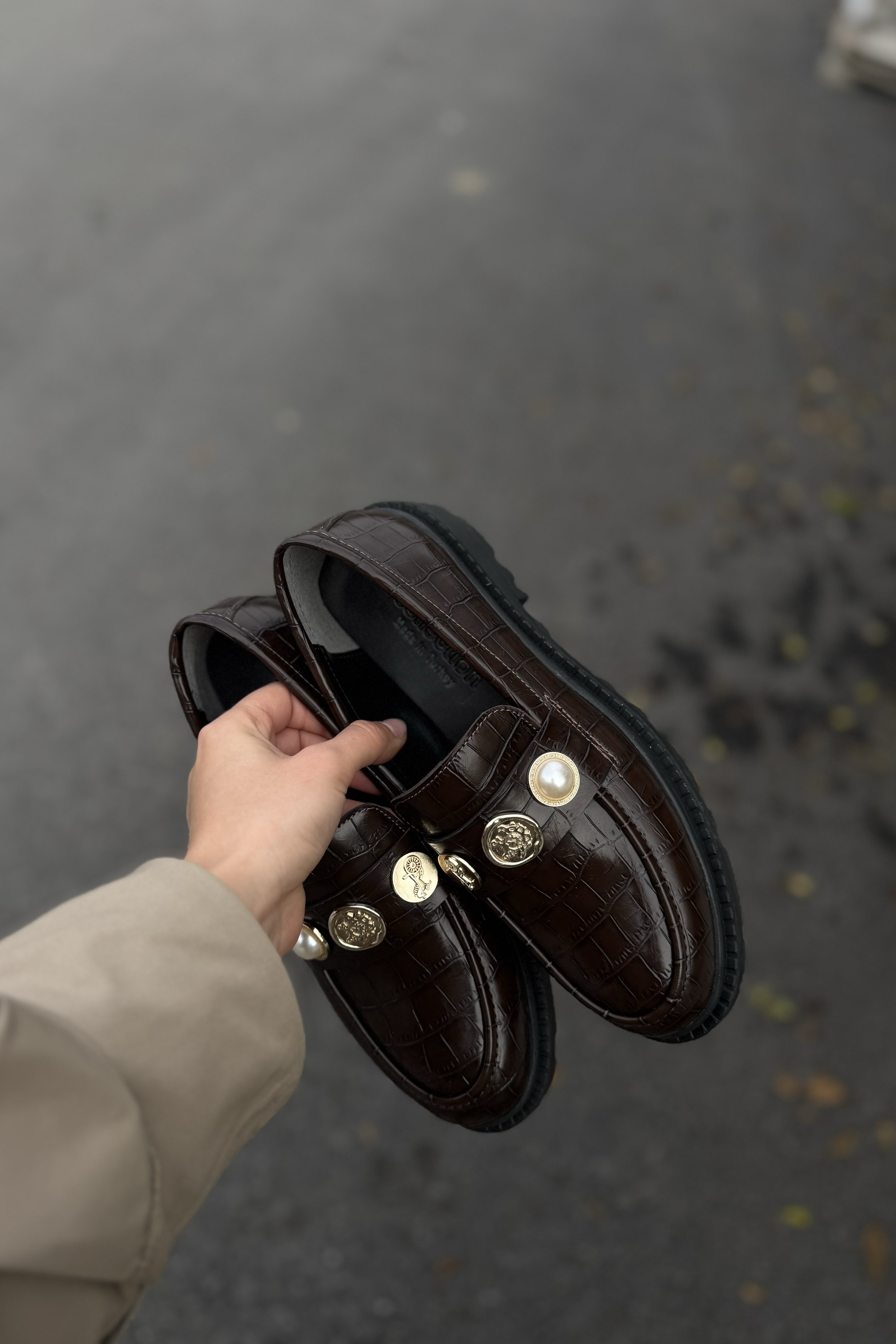 GOLD TOKALI CROCO DESEN LOAFER KAHVE