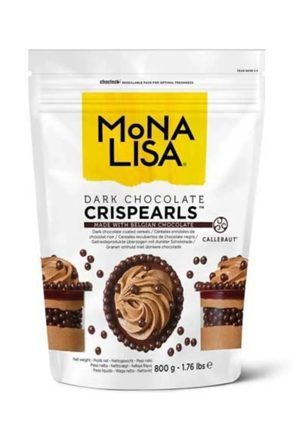 Mona Lisa Crispearls Bitter (İçi Bisküvili İnci Tanesi) 800 GR Çikolata