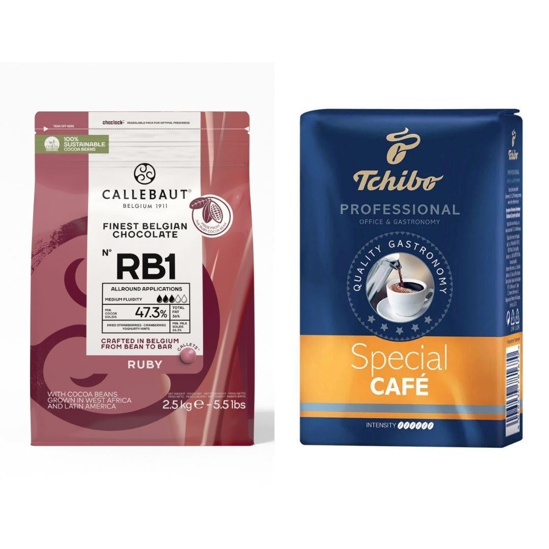 Ruby Drop 2.5 KG Yakut Çikolata Tchibo Filtre Kahve 250 GR (2li Pastacılık Fırsat Seti)