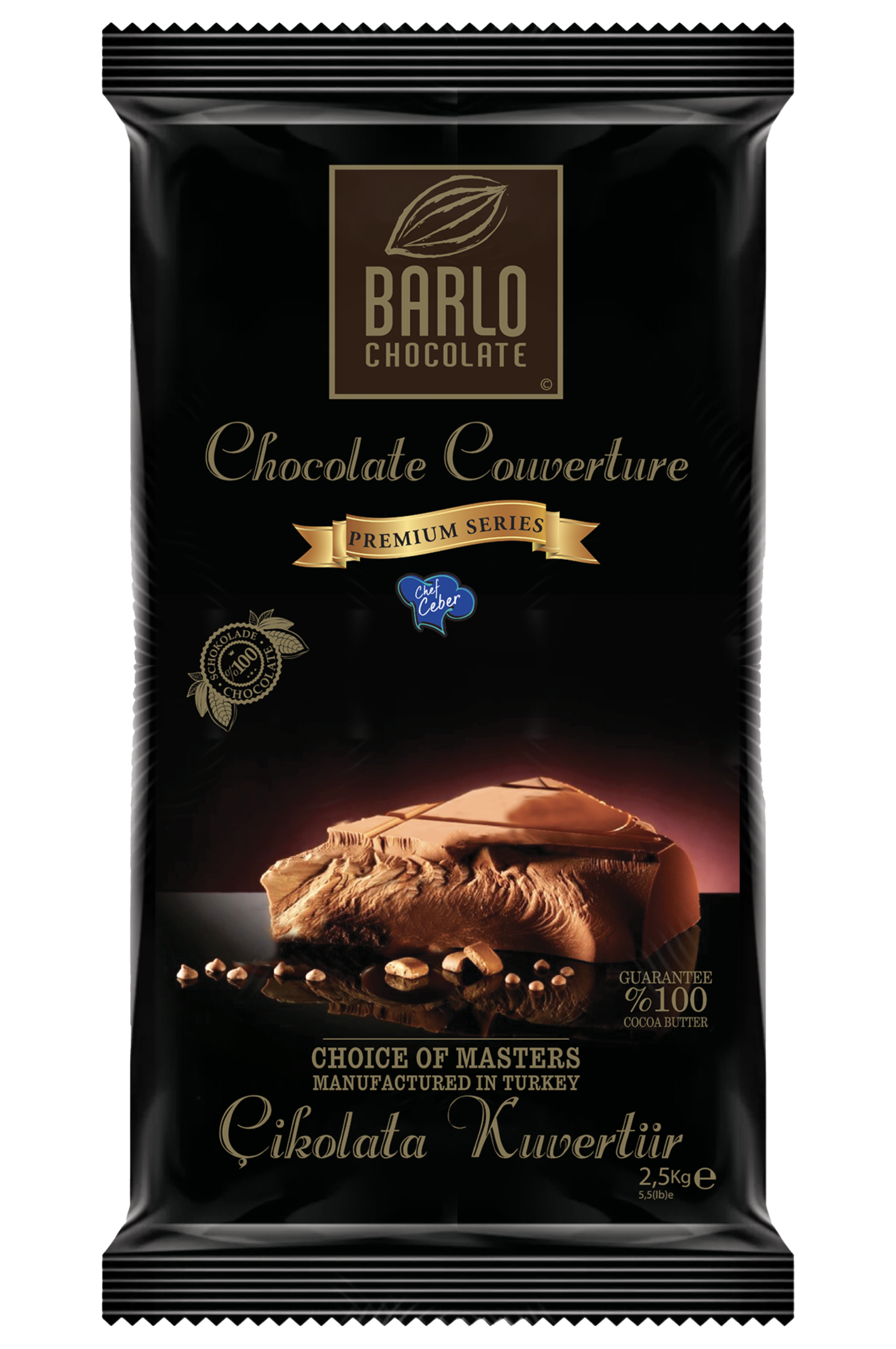 Barlo Premium Bitter Küvertür Çikolata %57 2.5 KG