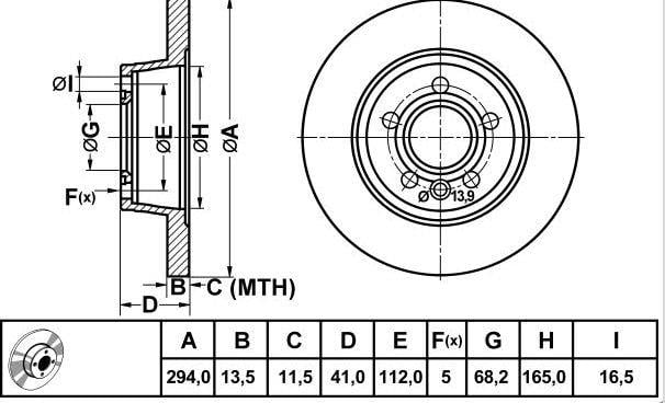 Brake Disc Rear For Vw Sharan Transporter Caravelle 7D0615601A