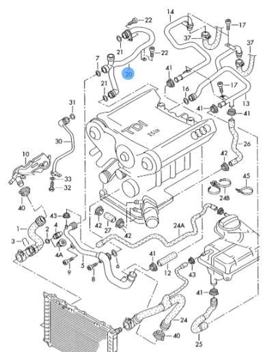 Трубка охлаждающей жидкости AUDI A4 B6 2,5 TDI 059121083A