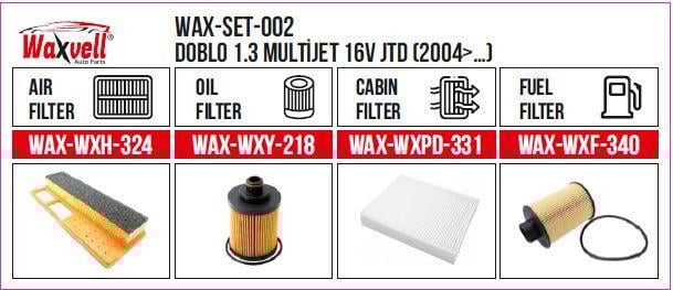  Filitre Set Doblo 1,3 Multijet 16 V Jtd 2004- (Hava+Yağ+Polen+ Yakıt)