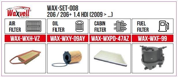  Filitre Set 206 / 206+ 1.4 Hdı (2009-) (Hava+Yağ+Polen+ Yakıt)