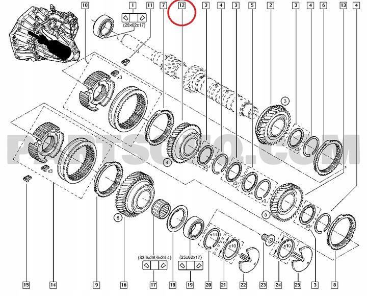 Шестерня 4-й скорости 35 T. Подходит для Dacia Duster/Megane 4 TL8 322B52590R